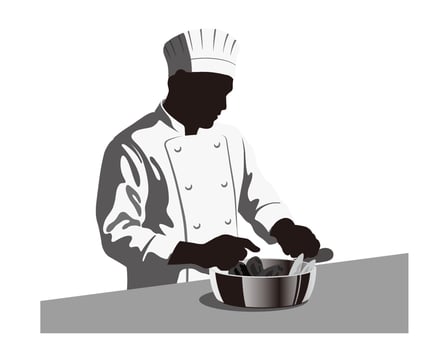 Chef preparing ingredients in bowl vector