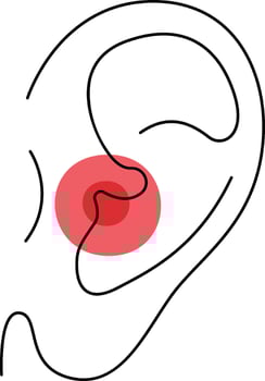 Human Pain In Ear Line Illustration vector