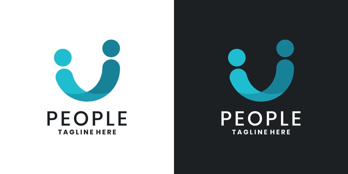 People logo. logo design of human with happy smile shape, symbol icon for person vector