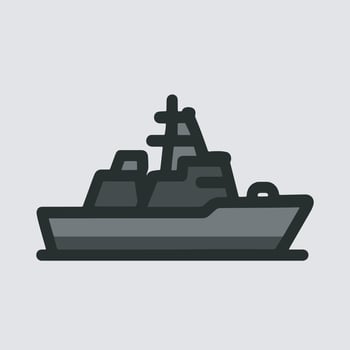 Modern Outlined Battle Frigate Icon Shape Isolated Detailed Illustration vector