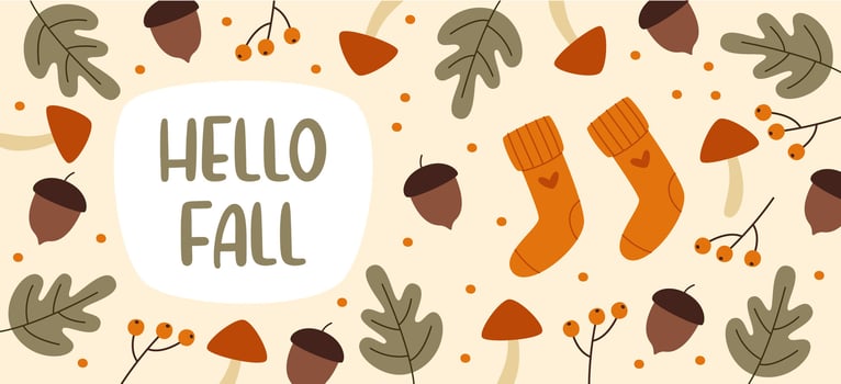 Hello Fall Floral Banner vector