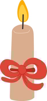 Burning Christmas Candle With Bow vector