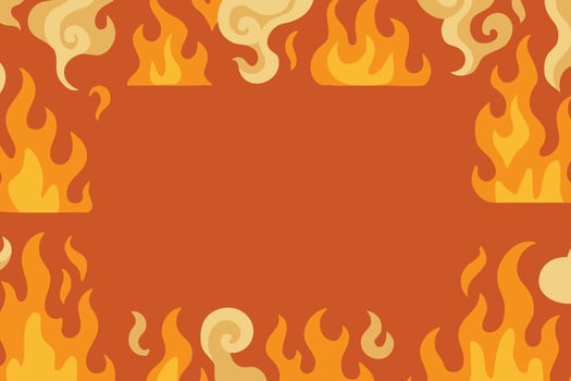 Fire background with rising flames on orange panel vector