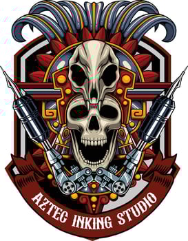 Aztec Inking Studio skull tattoo design vector