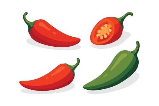 Red and green chili peppers vector