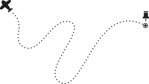 Airplane Route Dashed Line Drawn Icon vector