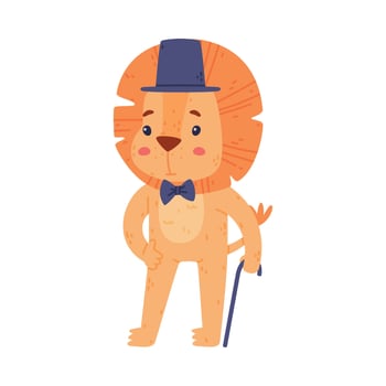 Cartoon lion with a top hat vector