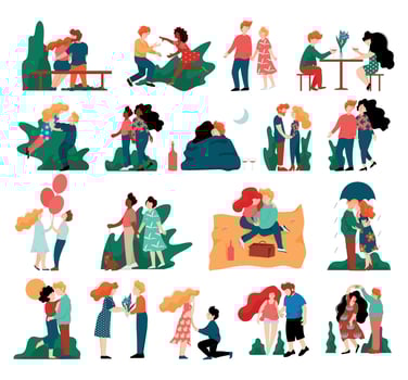 Couples in love and romantic illustrations vector