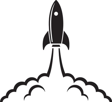 rocket launching with smoke isolated design vector