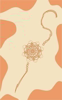 Decorated rakhi for Indian festival of brother and sister bonding celebration Raksha Bandhan. Design with line art and soft background for banner vector