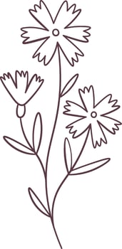 Flowers Branch Doodle Illustration vector