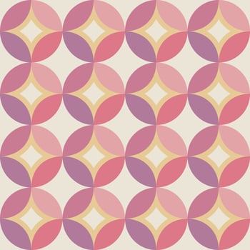 Seamless geometric 3D pattern with stars, circles, and tiles in retro style. Modern abstract background for textiles, wallpaper, prints, and decoration, simple and elegant, not ai. vector
