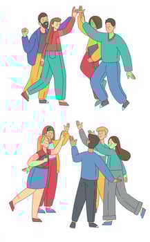Group of people celebrating together vector