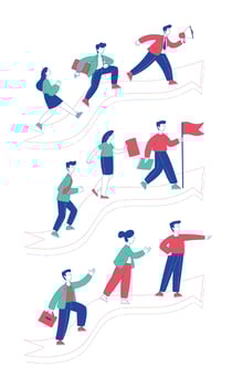 Illustration of people achieving business goals vector