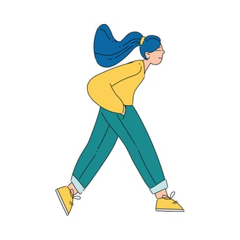 Woman Walking Looking Far at Something Interesting Illustration vector
