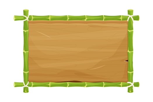 Bamboo framed wooden sign vector