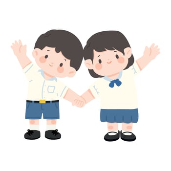 Children holding hands illustration vector