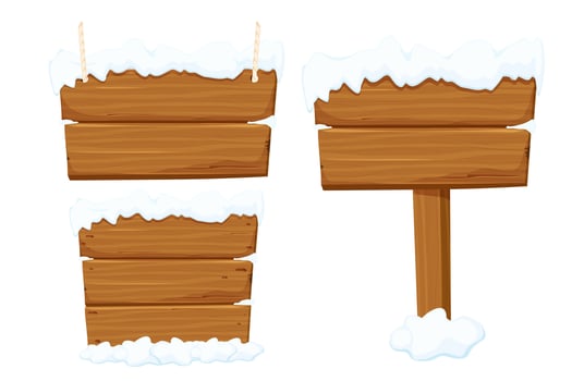 Wooden signs with snow on top vector