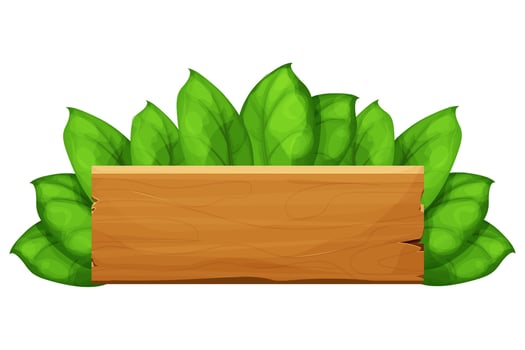 Wooden sign with green leaves vector