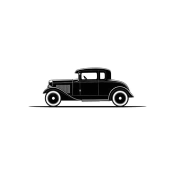 Black vintage car illustration on a clean white backdrop in simple style vector