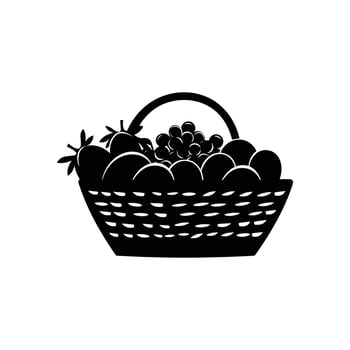 Basket of fresh fruit black silhouette icon on a white background vector