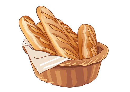 Basket of baked baguettes vector