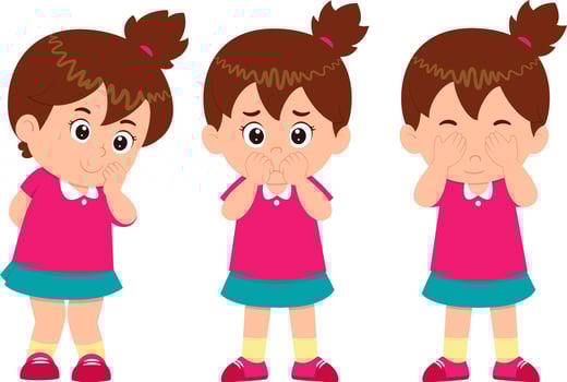 Illustration of a girl showing emotions vector