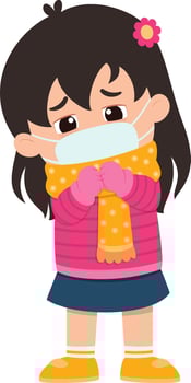 sad kid girl get flue and cold vector