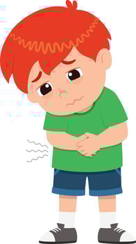 kid boy having stomachache vector