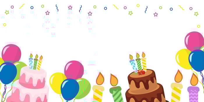 happy birthday background with clipart ornament vector
