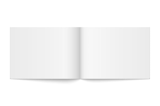 mockup of paperback horizontal magazine spread with white cover isolated. Realistic softcover book, brochure or booklet template opened on white background. 3d illustration. vector