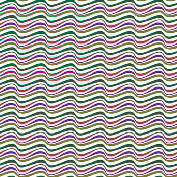 Colorful retro style print wavy lines in red, green, purple, and gold create a rhythmic pattern against a white background, evoking movement and energy with retro effect vector