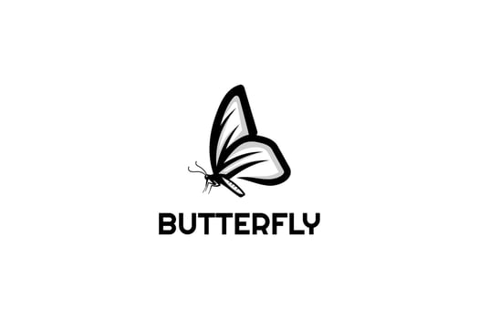 Black butterfly Outline Design Logo Inspiration vector