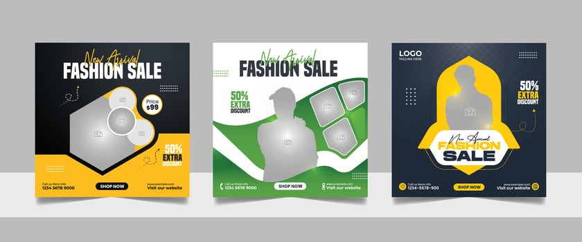 Multipurpose Social Media Post Fashion Sale clothing store square flyer banner vector