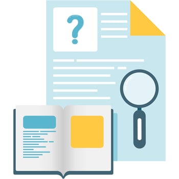 Document and book with question mark vector