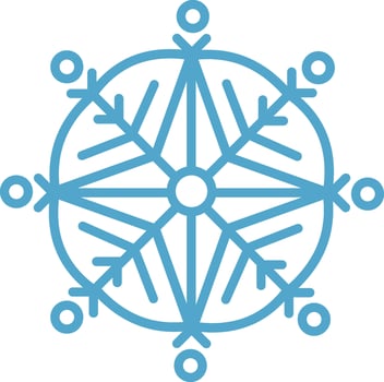 Simple light blue snowflake icon on transparent background representing winter, christmas, cold weather and frozen water, ideal for seasonal projects vector