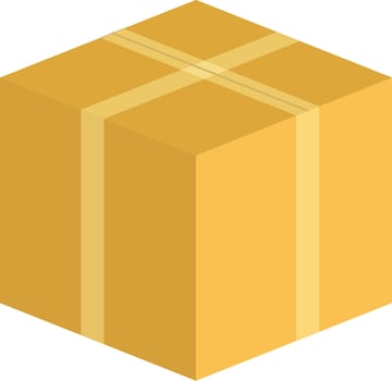 Yellow shipping box with ribbons vector