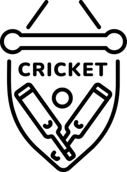 A linear style icon of cricket team sports emblem vector