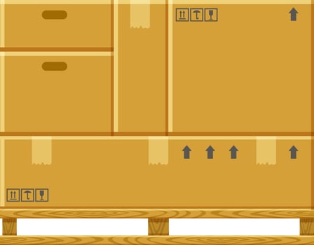 Illustration of cardboard boxes on a pallet vector