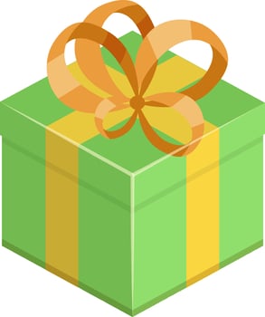 A green gift box with a ribbon vector