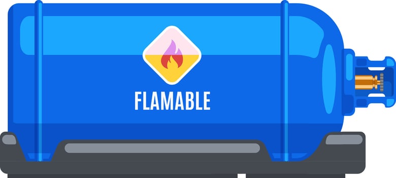 Blue flammable gas cylinder graphic vector