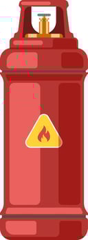 Red gas cylinder with flame symbol vector