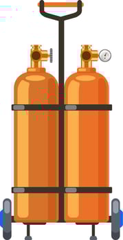Gas cylinder with handles and pressure gauge vector
