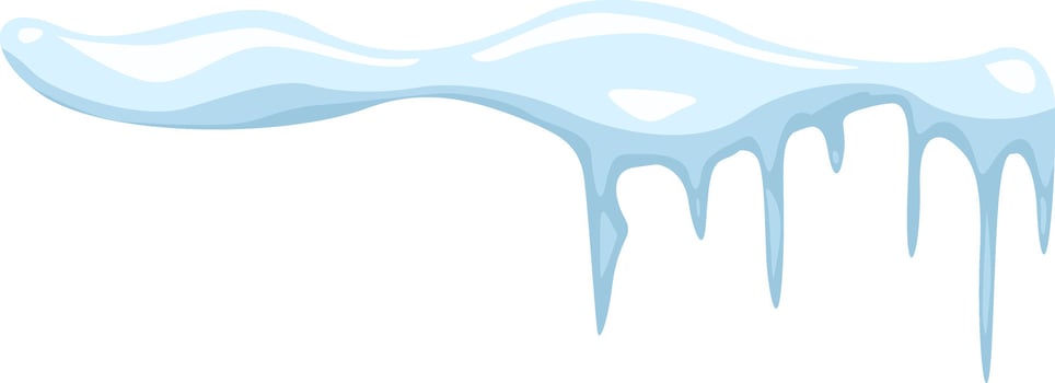 Snowdrift featuring melting icicles, isolated against a white background, creating a winter themed decoration perfect for Christmas or New Year greeting cards and banners vector