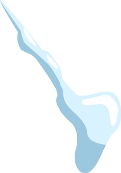 Icicle melting under the effect of heat, forming a drop of water, winter season is ending, spring is arriving, change of season, white background vector