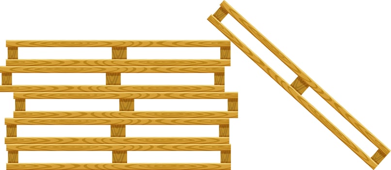 Wooden pallets lying and standing against a transparent background, serving as versatile elements for concepts in industry, transport, and logistics, enhancing visual storytelling in commerce vector