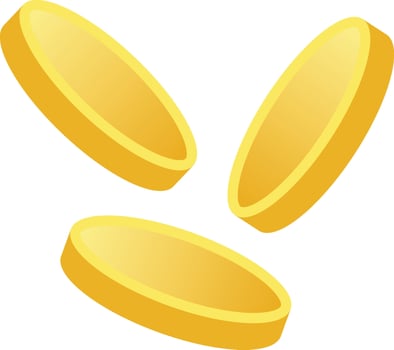 Three Falling Gold Gradient Simple Coin from Side vector