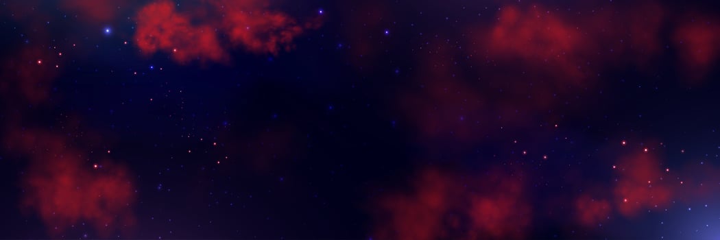 Cosmic scene with red clouds and stars vector