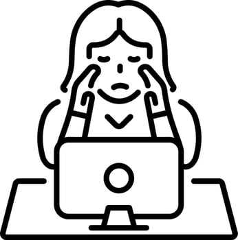 A linear icon depicting a character feeling deadline stress vector
