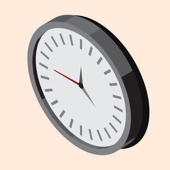 Isometric wall clock. Circle wall clock with arrows. Home interior accessory. Furniture elements. Isometric. vector